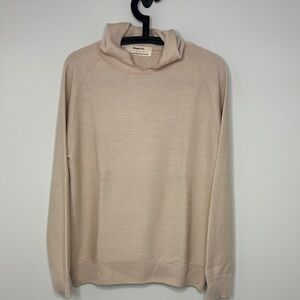 Sheep Inc Beige Women's Hooded Pullover Sweatshirt size M/L 100% wool